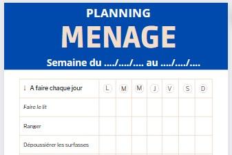 Planning des tâches ménagères à télécharger