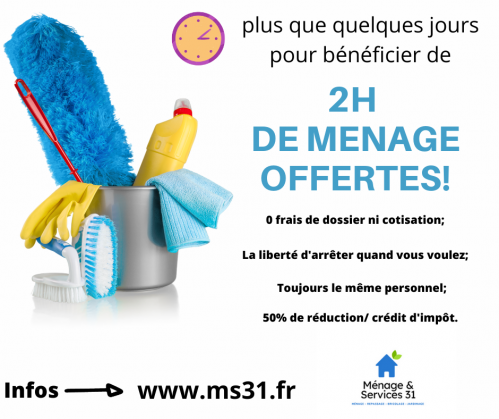 2H de ménage offertes